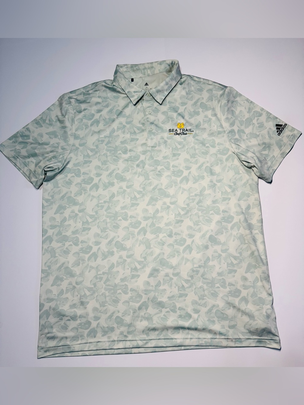 Adidas Men’s Light Green Patterned Golf Polo With Logo Size XL